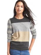 Gap Women Stripe Colorblock Pullover Sweater - Neutral Stripe