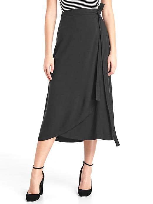 Gap Women Midi Wrap Skirt. - Moonless Night