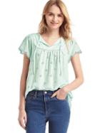 Gap Women Scallop Sleeve Tassel Top - Stillwater