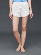 Gap Women Embroidered Trim Woven Shorts - White