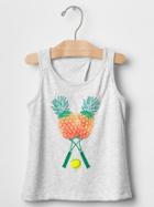 Gap Embroidered Graphic Tulip Back Tank - Light Heather Gray