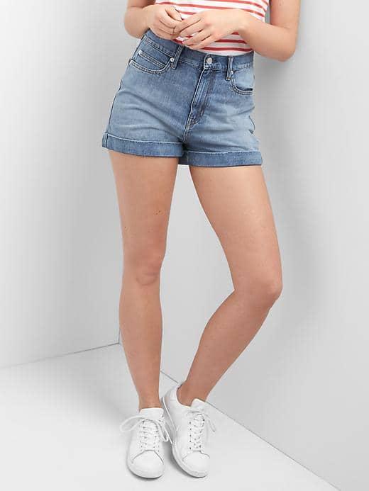 Gap Women Super High Rise Denim Roll Shorts - Dark Indigo