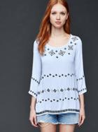 Gap Women Embroidered Bell Sleeve Blouse - Bicoastal Blue