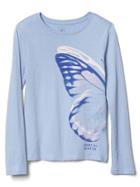 Gap Embellished Graphic Long Sleeve Tee - Air Stream Blue