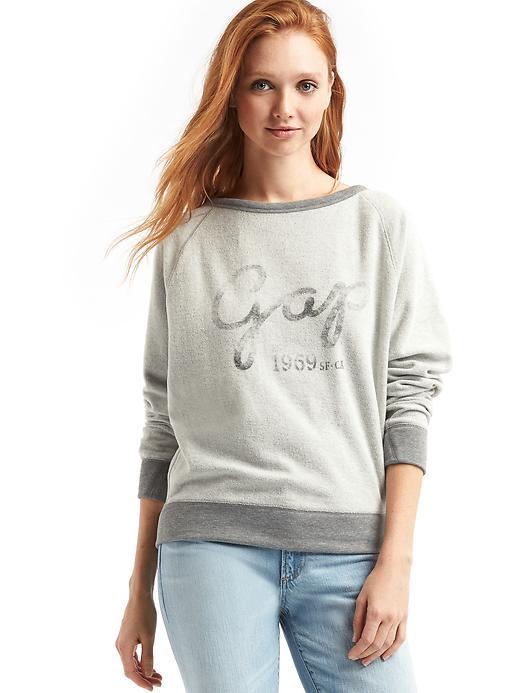 Gap Women Relaxed Cursive Logo Pullover Sweatshirt - Heather Grey