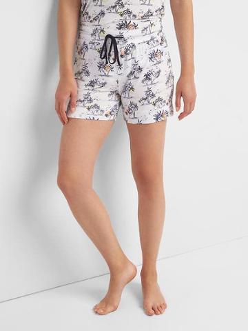 Gap Women Palm Print Sleep Shorts - Sunset Palms White