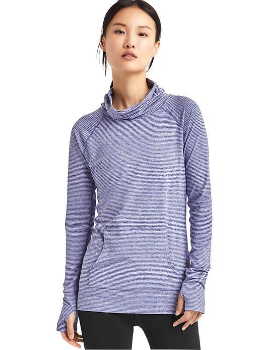 Gap Women Stripe Mock Neck Pullover - Capital Blue