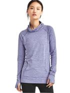 Gap Women Stripe Mock Neck Pullover - Capital Blue