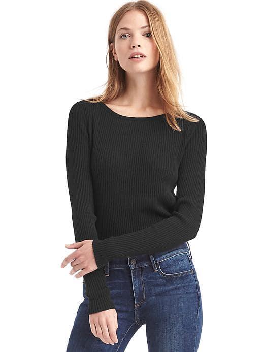 Gap Women Soft Textured Long Sleeve Tee - True Black