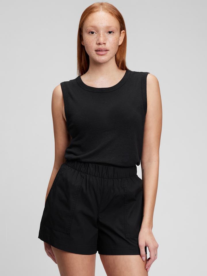 Linen Blend Muscle Sleeveless T-shirt