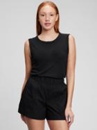 Linen Blend Muscle Sleeveless T-shirt