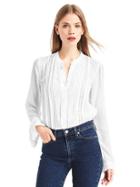 Gap Lace Panel Pintuck Dobby Blouse - White
