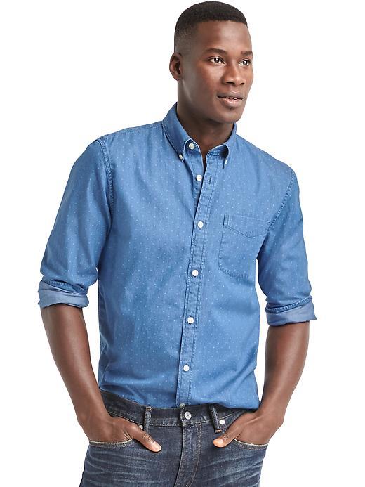 Gap Men Indigo Twill Slim Fit Shirt - Medium Indigo