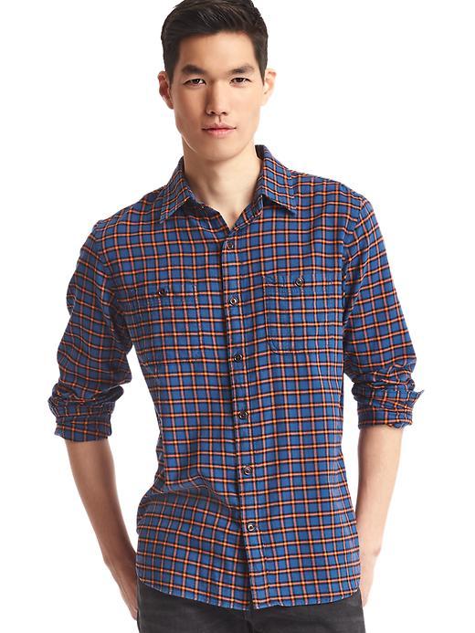 Gap Men Flannel Tattersall Shirt - Grenadine Orange