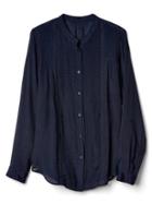 Gap Women Lace Panel Pintuck Dobby Blouse - Dark Night