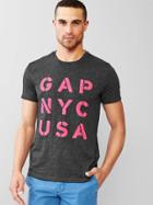 Gap Men Beach Slub Graphic T Shirt - New Heather Grey