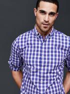 Gap Men True Wash Box Plaid Standard Fit Shirt - Admiral Blue