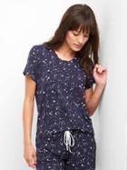 Gap Women Mix And Match Short Sleeve Sleep Shirt - Star Splatter Indigo