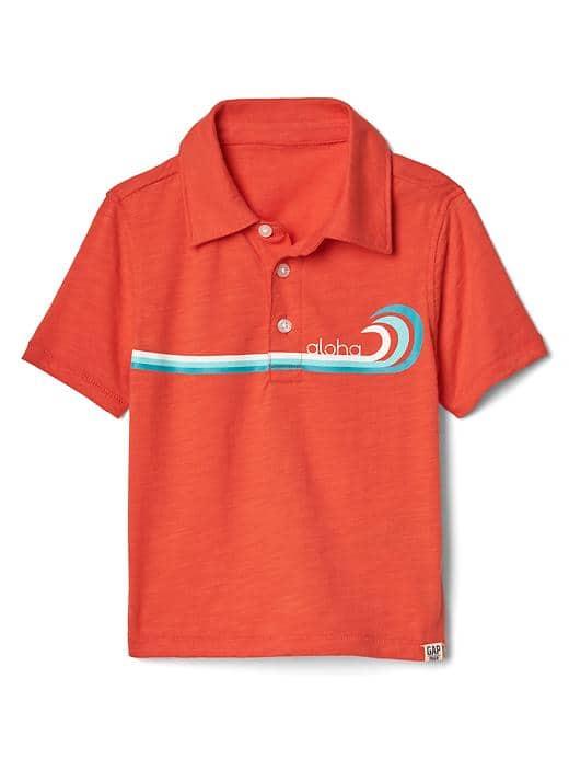 Gap Graphic Short Sleeve Slub Polo - New Dark Orange