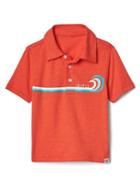 Gap Graphic Short Sleeve Slub Polo - New Dark Orange