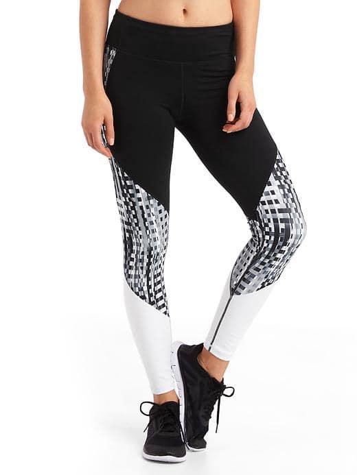 Gap Women Gapfit Blackout Gfast Block Print High Rise Leggings - Glitched Chrome Grey