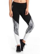 Gap Women Gapfit Blackout Gfast Block Print High Rise Leggings - Glitched Chrome Grey