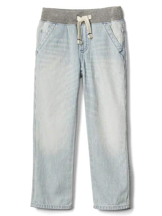 Gap Railroad Stripe Pull On Straight Jeans - Light Wash