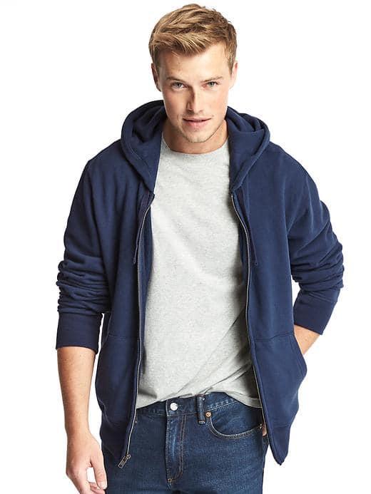 Gap Men French Terry Zip Hoodie - Navy