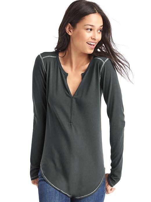 Gap Metallic Trim Henley - Moonless Night