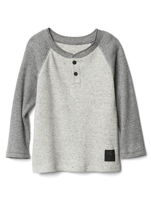 Gap Waffle Knit Baseball Henley - New Heather Grey