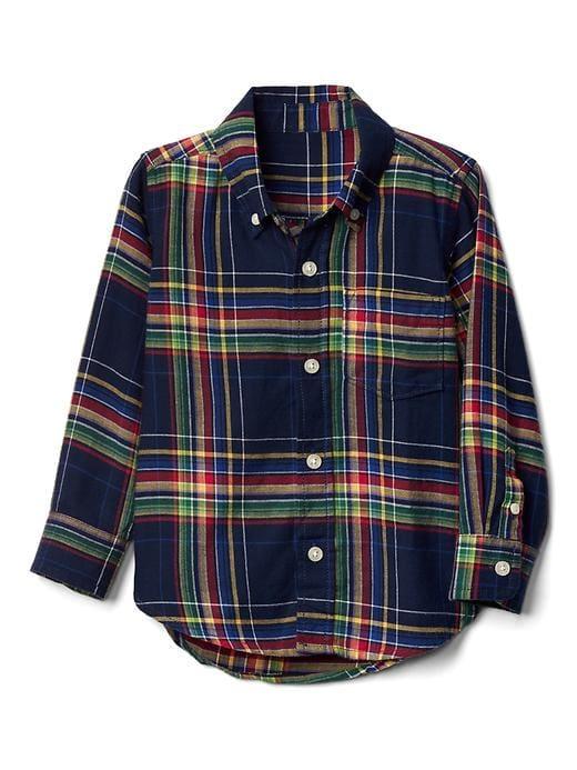 Gap Blue Plaid Button Down Flannel Shirt - Elysian Blue