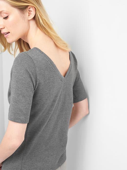 Gap Ponte V Back Tee - Heather Grey