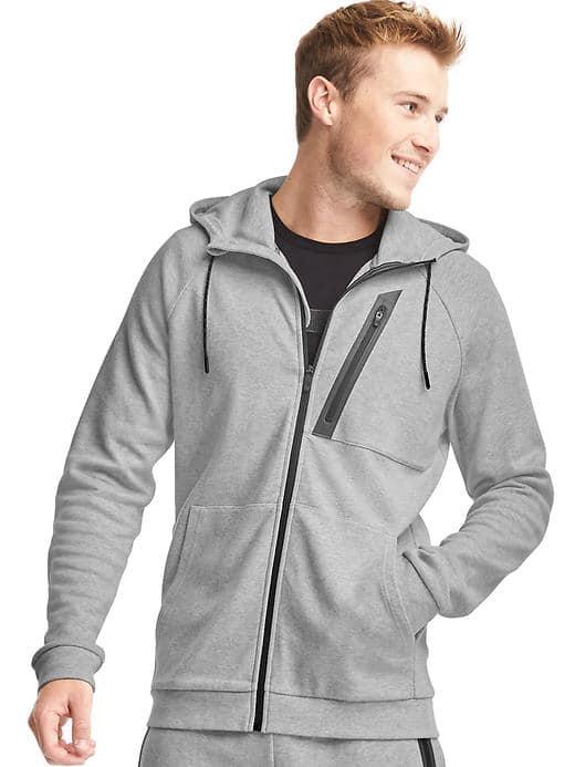 Gap Men Performance Cotton Zip Hoodie - Light Heather Gray