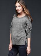 Gap Women Drop Shoulder Crew Sweater - Black Sand