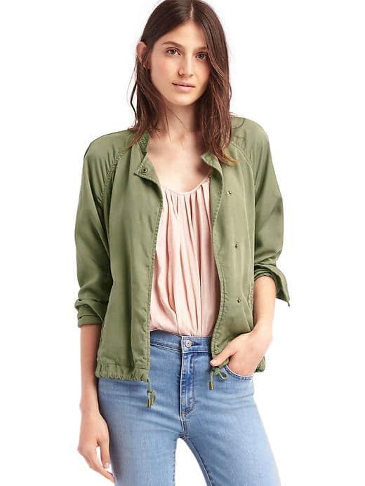 Gap Women Tencel Drapey Drawstring Jacket - Walden Green
