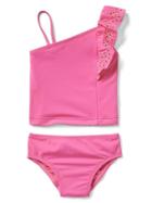 Gap Eyelet Asymmetrical Swim Two Piece - Neon Light Pink
