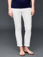 Gap Authentic 1969 Demi Panel Frayed True Skinny Crop Jeans - White