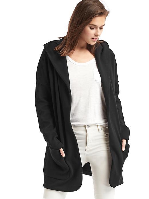 Gap Women French Terry Hooded Cardigan - True Black