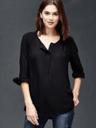 Gap Shirred Long Sleeve Blouse - True Black