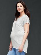 Gap Stripe Hi Lo Jersey Tee - Heather Grey