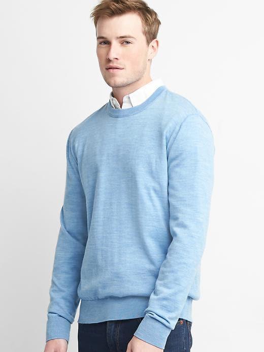 Gap Men Merino Wool Crewneck - Light Blue Heather