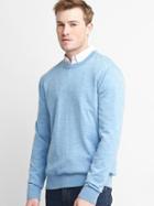 Gap Men Merino Wool Crewneck - Light Blue Heather