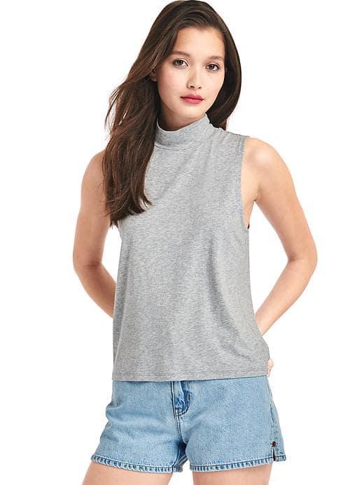 Gap Women The Archive Re Issue Mockneck Tank - Heather Grey