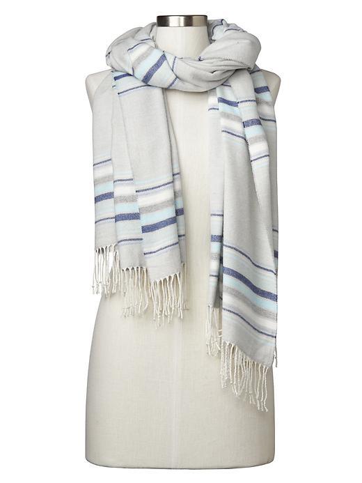 Gap Cozy Modal Holiday Stripe Scarf - Light Gray Heather