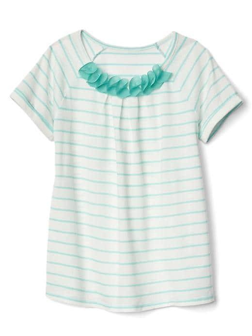 Gap Chiffon Applique Stripe Tee - Aqua Tide