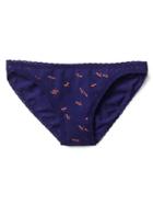 Gap Women Lace Trim Skinny Bikini - Dragonflies Blue