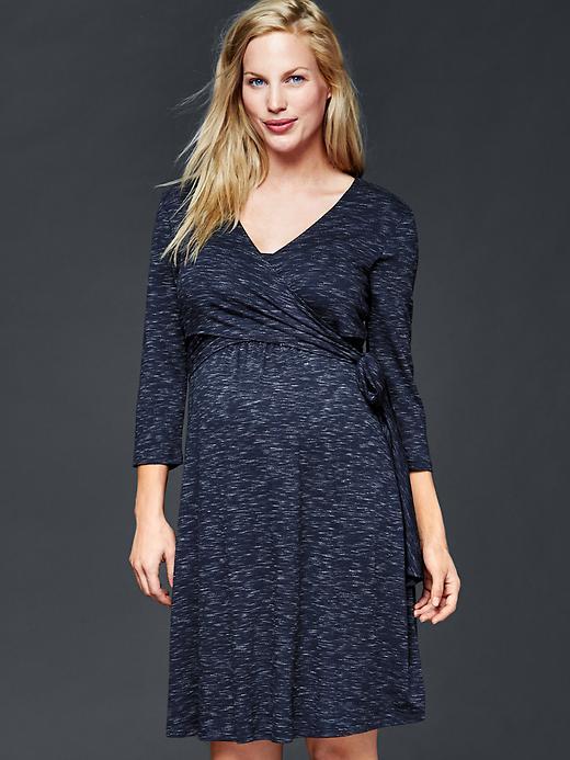 Gap Space Dye Three Quarter Sleeve Wrap Dress - True Indigo