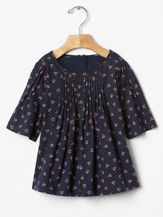 Gap Plaid Flutter Pintuck Top - Light Blue/navy