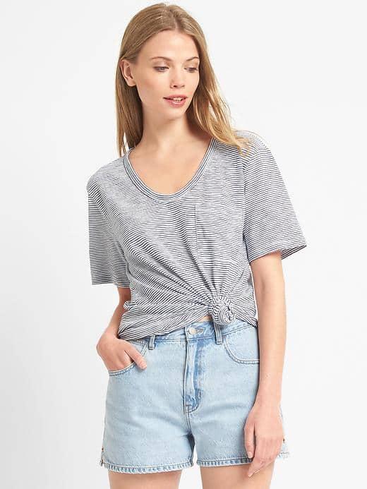 Gap Women Stripe Pocket Tee - White Stripe