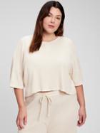 Waffle Knit Cropped Henley T-shirt